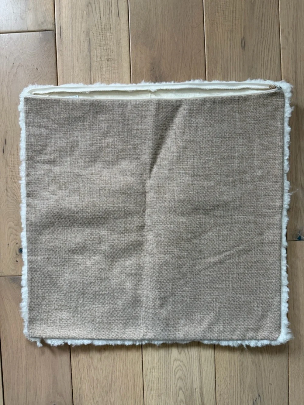 Crate & Barrel Malmo Shearling 20"x20" Arctic Ivory Throw Pillow Cover - Picture 4 of 6